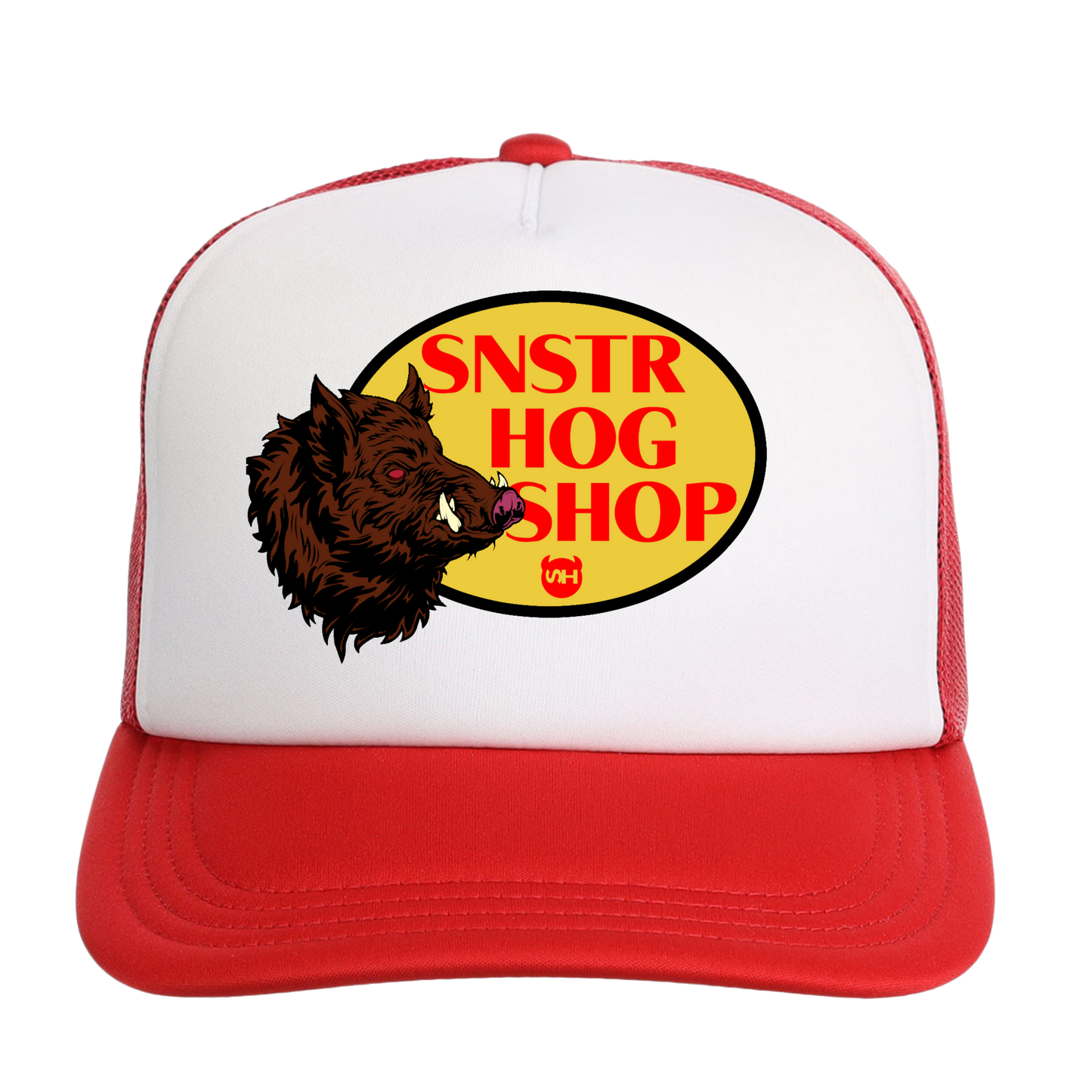 SNSTR HOG SHOP red trucker