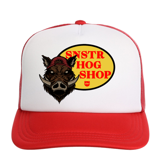 SNSTR HOG SHOP red trucker